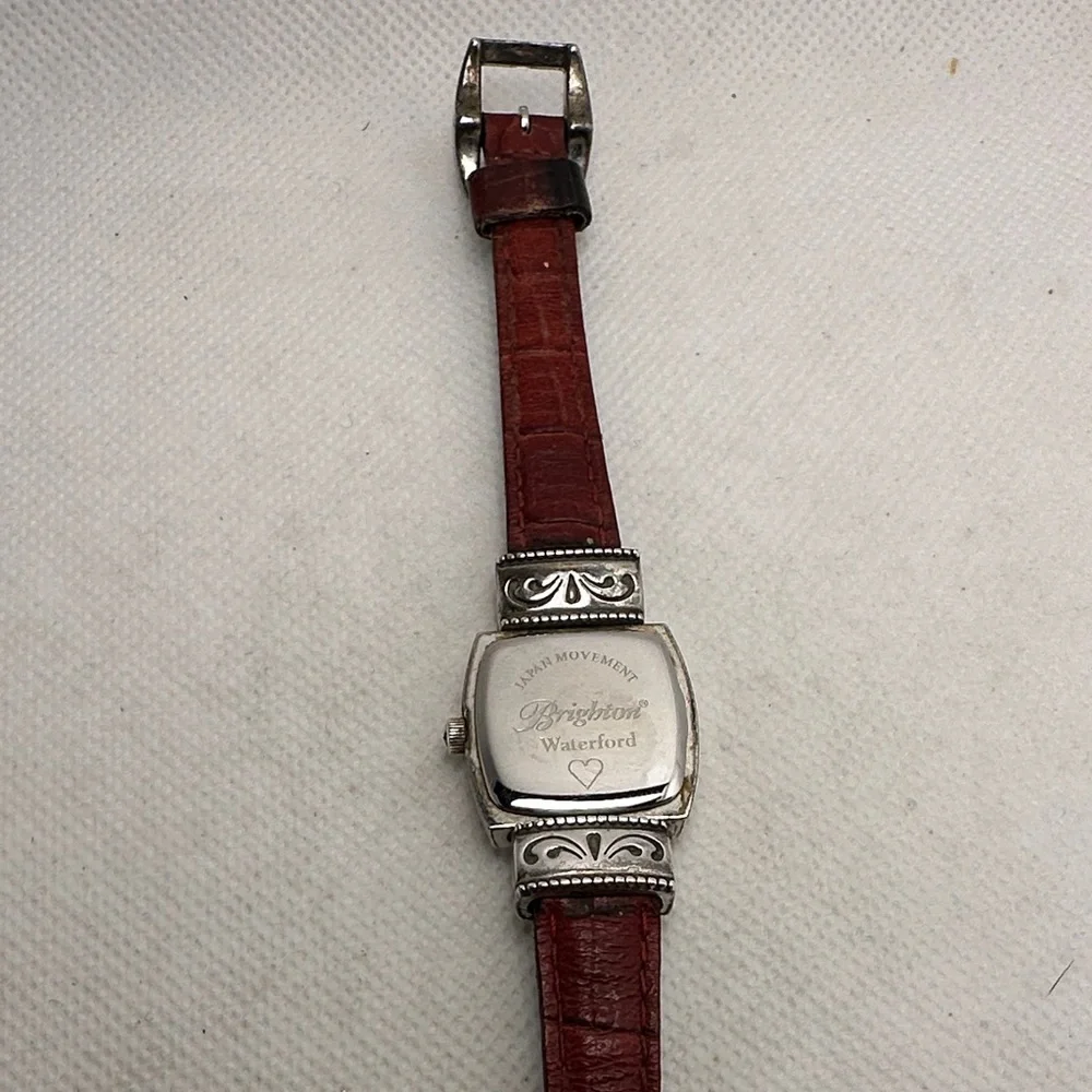 Brighton Silver Watch with Black Leather Strap